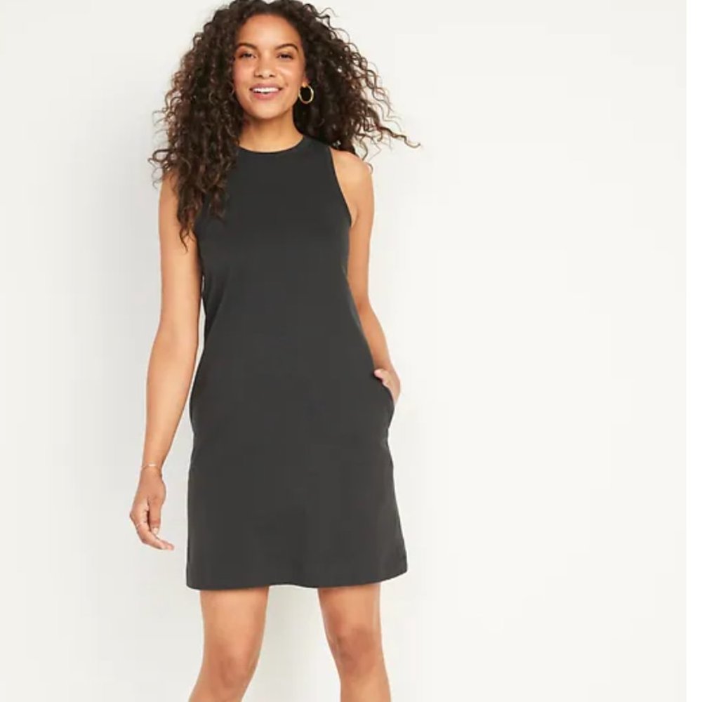 Old Navy Sleeveless Vintage Mini T-Shirt Swing Dress - Black - NWT